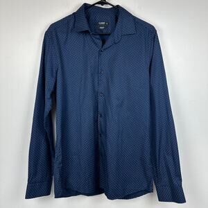 LC Waikiki Business Mens Slim Fit Long Sleeve Button-Up Navy Shirt Large 41-42